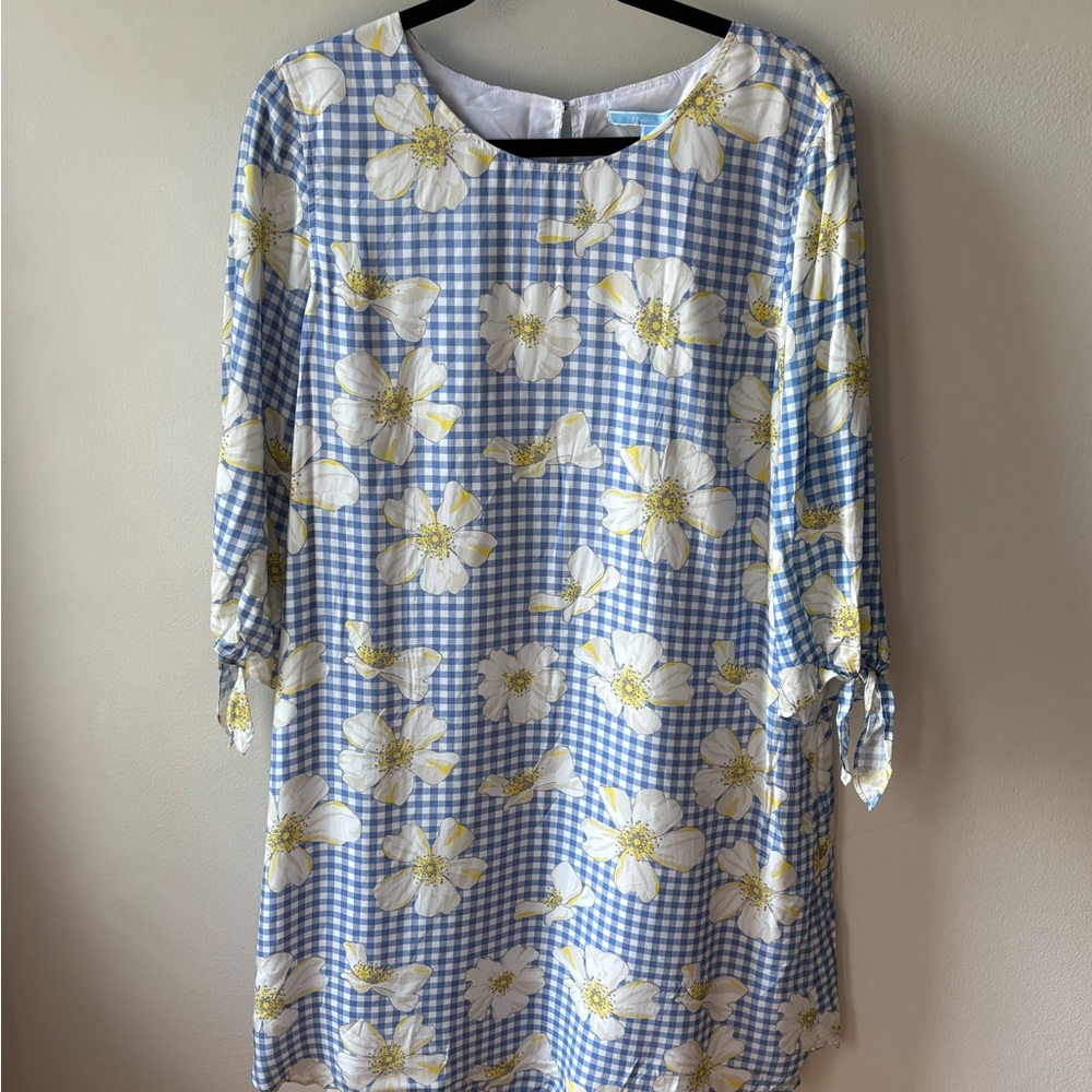 Draper James SCAD Exclusive Gingham Floral Shift Dress Size 14 NWT